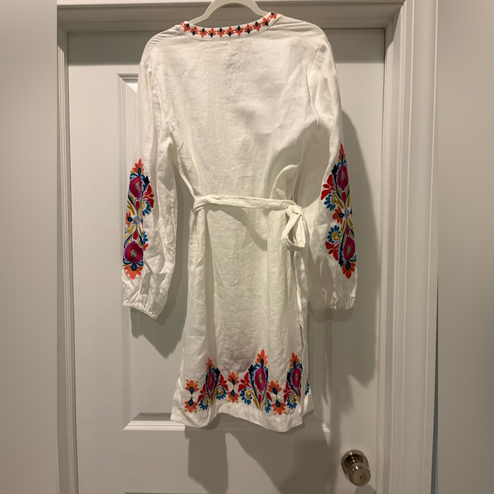 Boden linen dress NWT 8 Cleo Embroidered Tunic Bright Floral D0888 - Picture 4 of 10